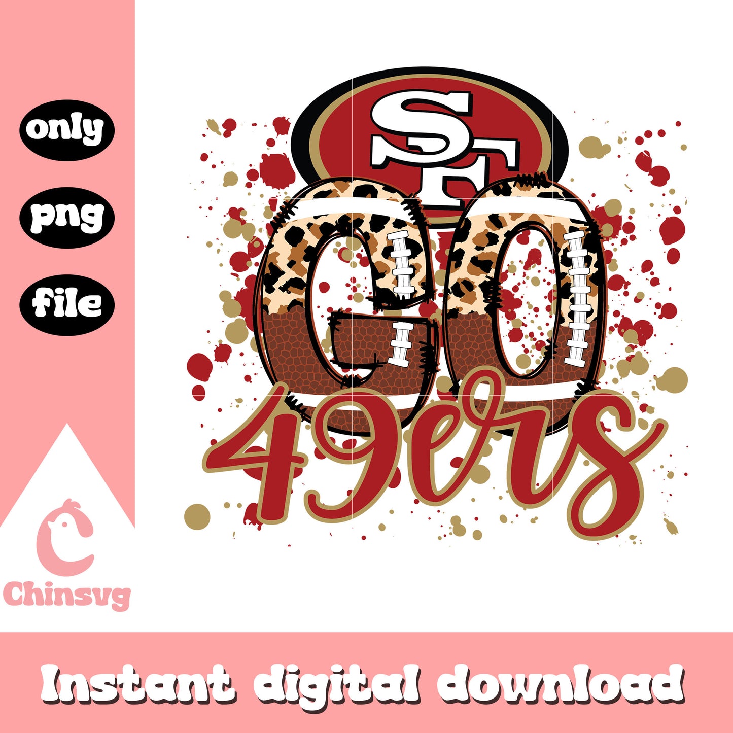 San Francisco 49ers go leopard pattern svg, nfl team logos svg