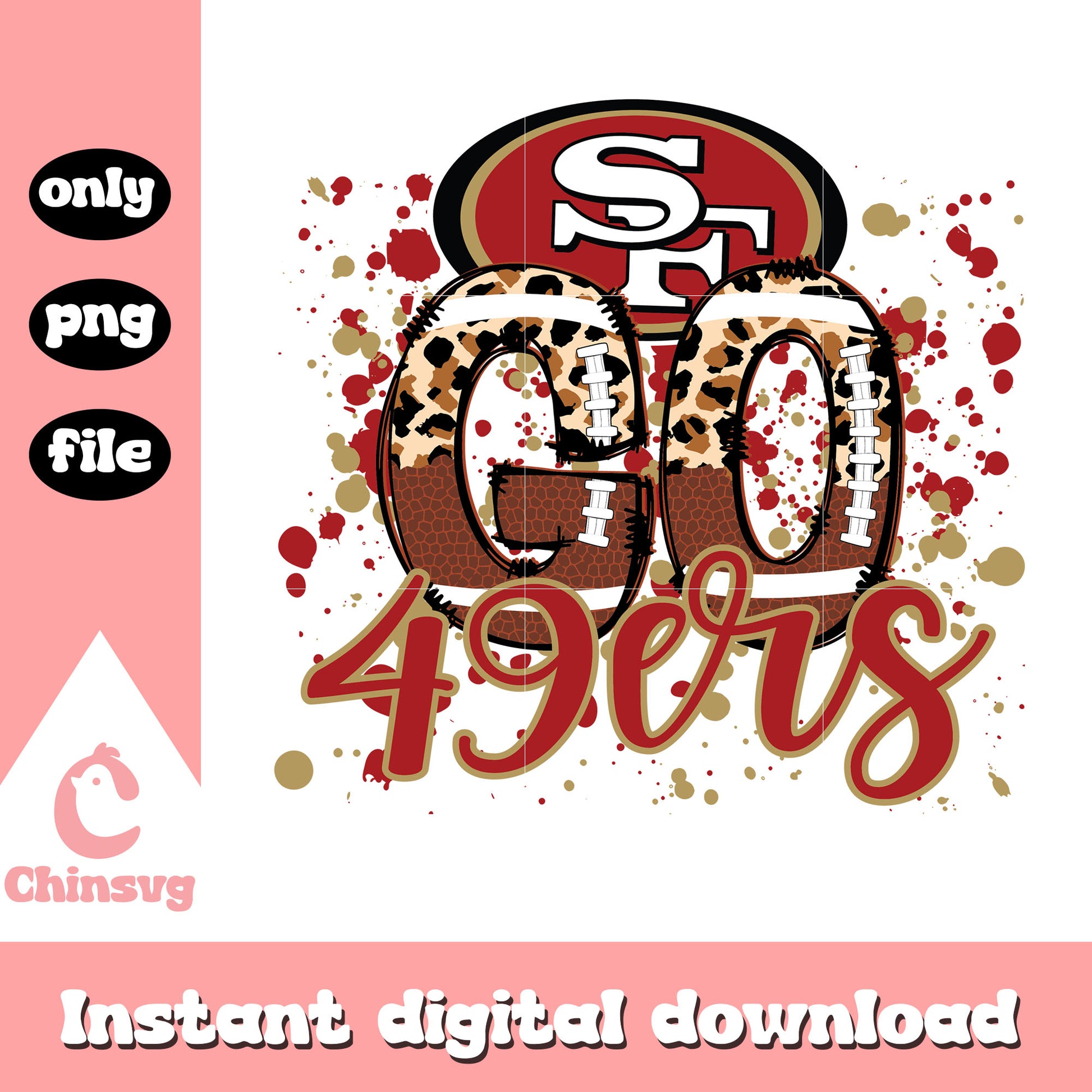 San Francisco 49ers go leopard pattern svg, nfl team logos svg