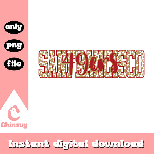 San Francisco 49ers leopard pattern font design svg, 49ers team svg