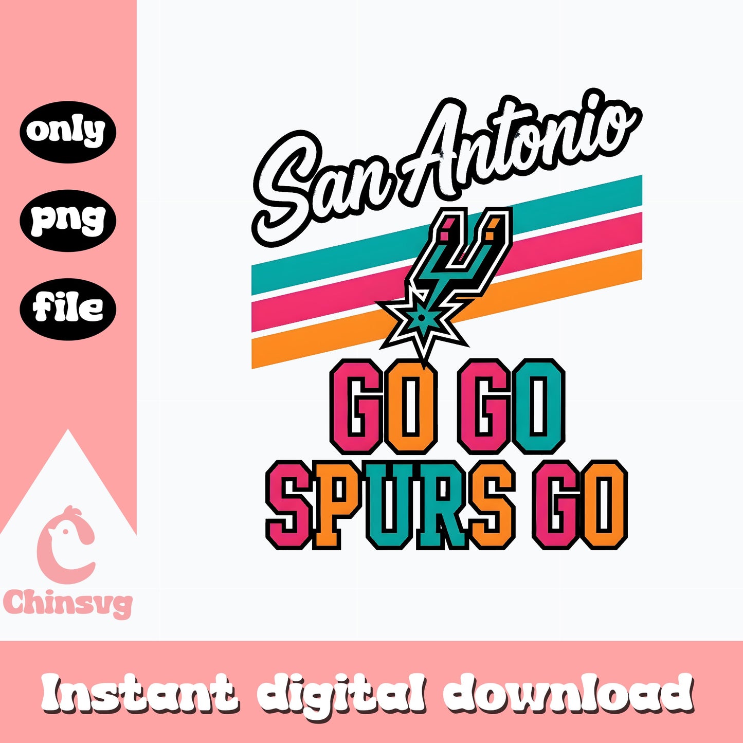 San Antonio Spurs Go Go Spurs Go, NBA Basketball PNG, Spurs PNG