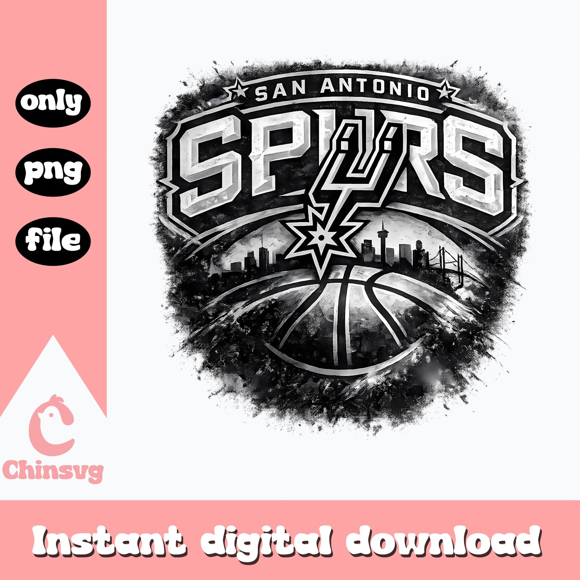 San Antonio Spurs PNG, NBA Basketball Logo, Sports Team PNG