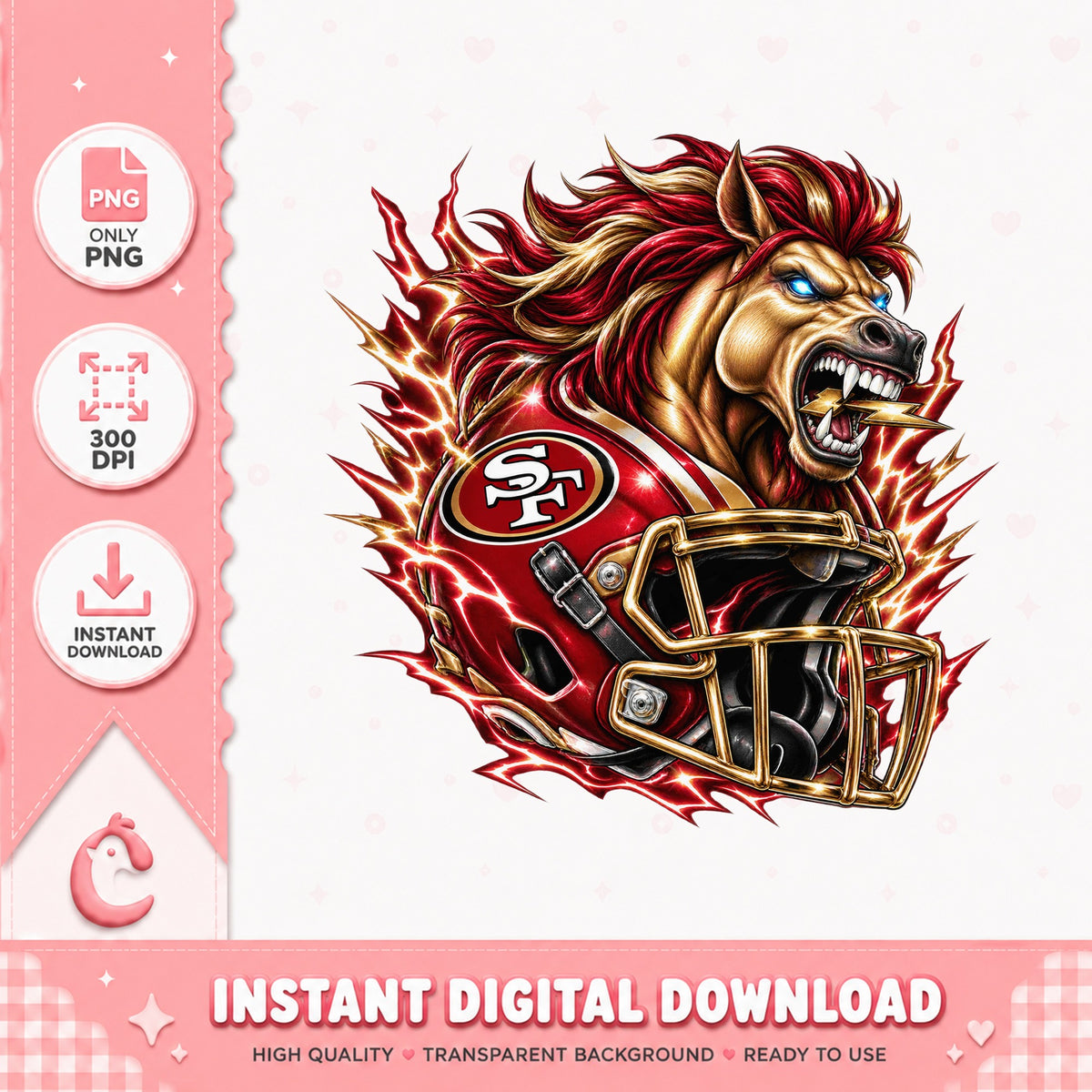 San Francisco 49ers Lion PNG, NFL Football Clipart, Sports PNG