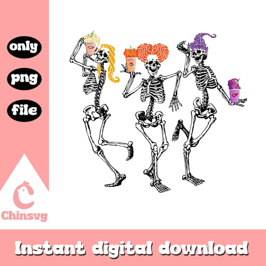 Sanderson Sisters human skeletons png, hocus pocus png