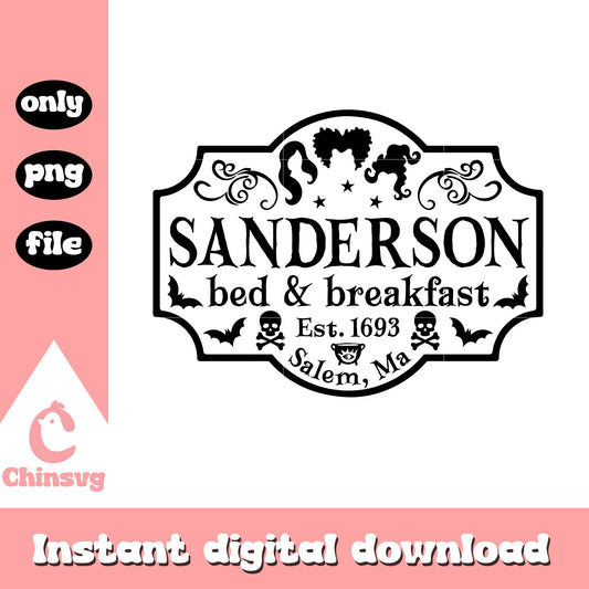 Sanderson bed and breakfast est 1693 halloween png, hocus pocus png