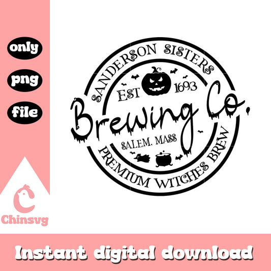 Sanderson sisters brewing co logo design png, halloween png