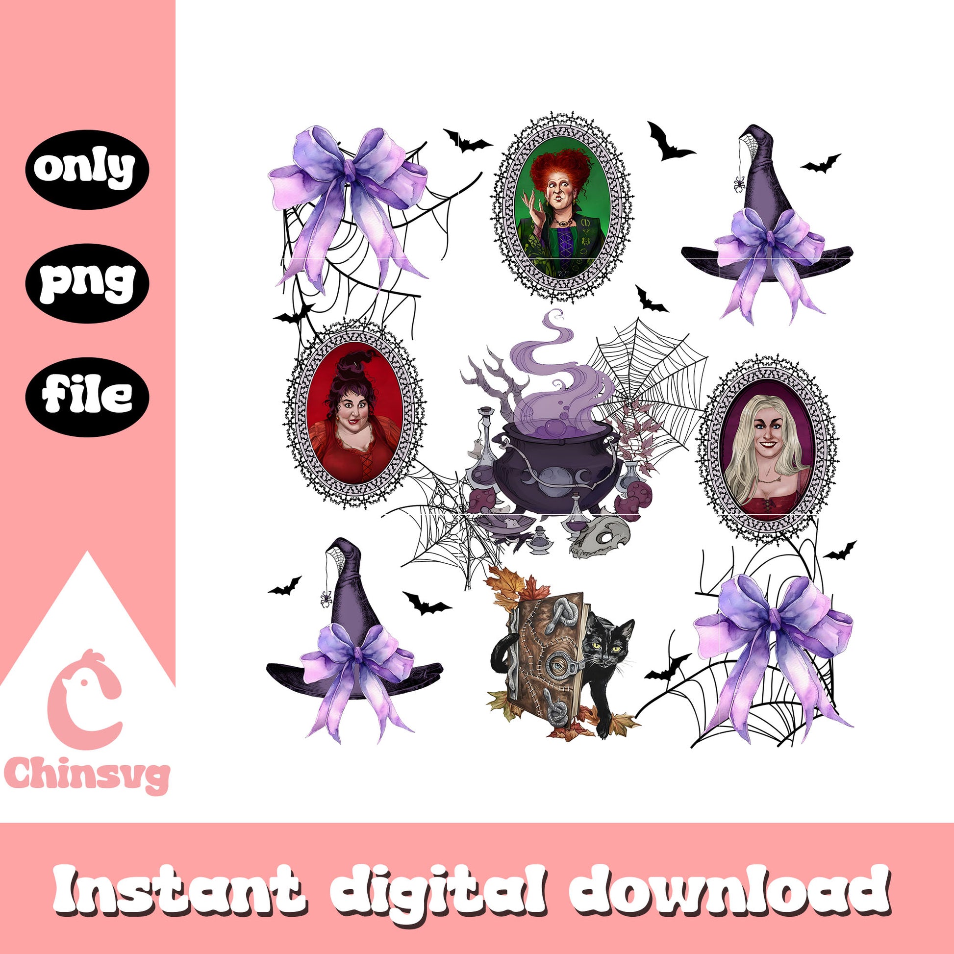 Sanderson sisters mirror coquette bow png, hocus-pocus png