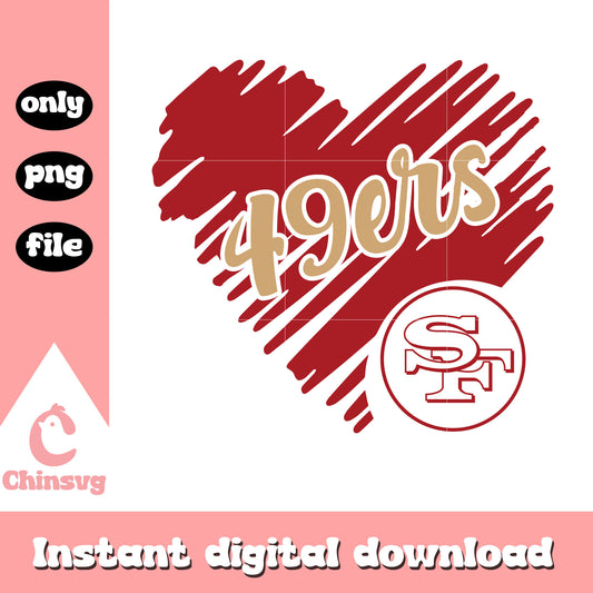 San francisco 49ers heart shaped football logo svg, san francisco 49ers sticker svg