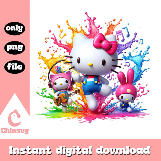 Sanrio character music band design png, cartoon character png