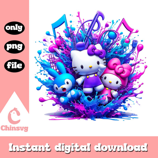 Sanrio character music band design png, sanrio movie png