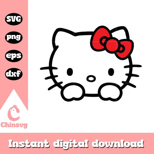 Sanrio hello kitty head red bow tie svg, hello kitty bow tie svg