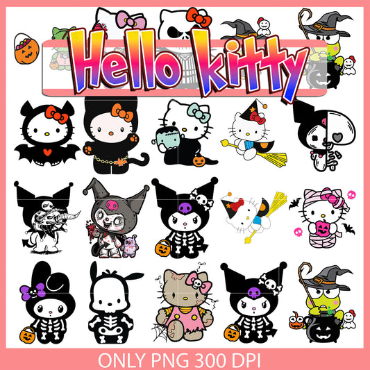 Sanrio horror halloween bundle design svg, sanrio halloween costume svg