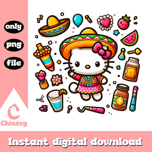 Sanrio kitty on mexico festival png, mexico clothing png