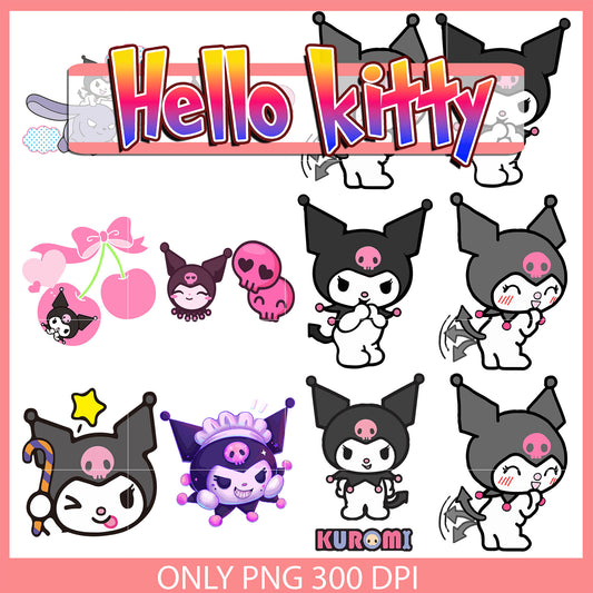 Sanrio kuromi clipart bundle design svg, kuromi sanrio svg