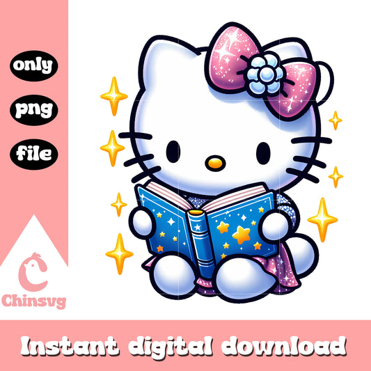 Sanrio litty cat reading book png, sanrio character png