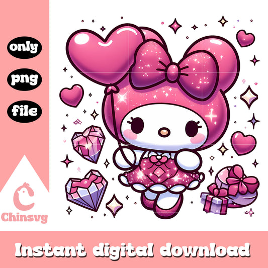 Sanrio my melody valentine png, valentine gift png, melody png