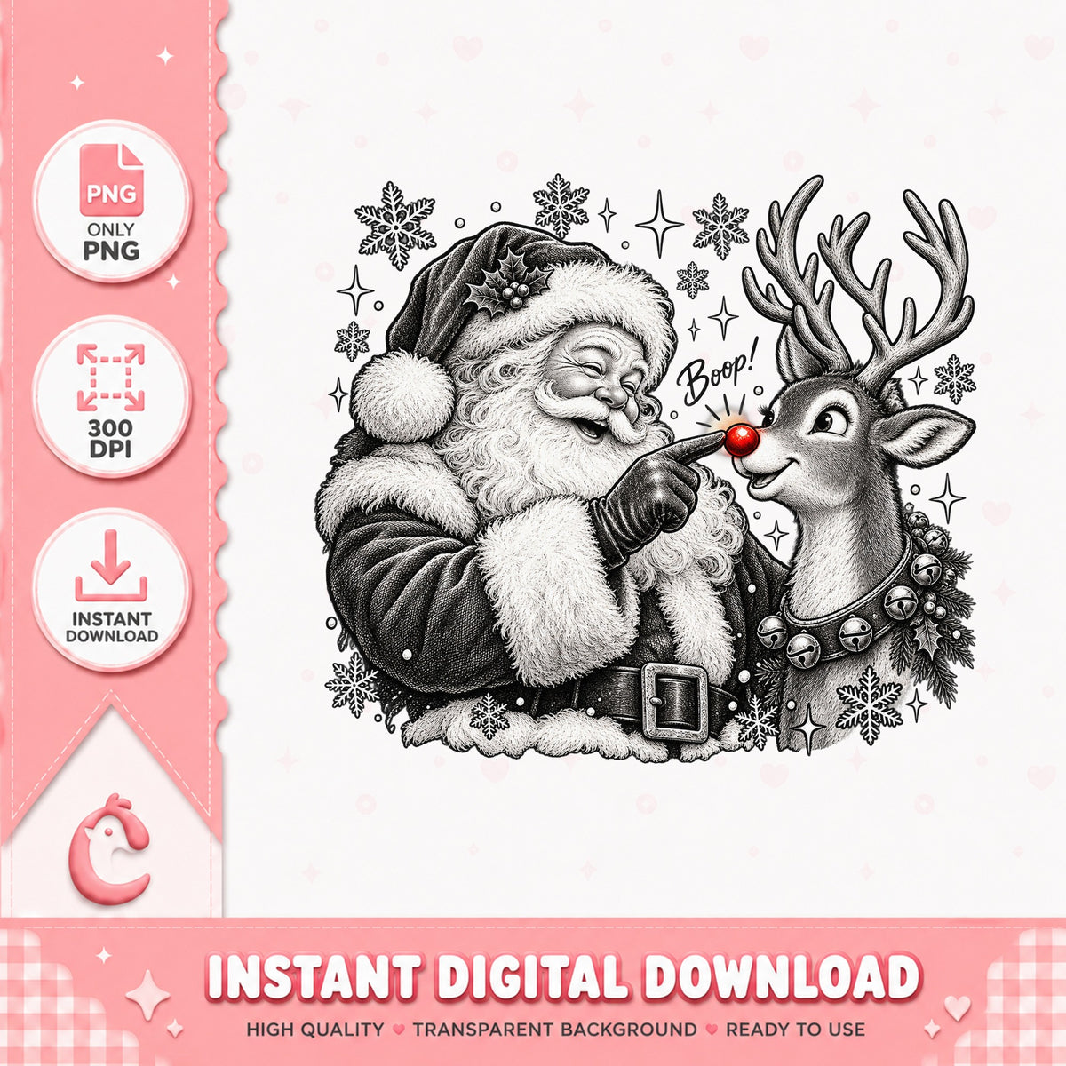 Santa And Rudolph Reindeer PNG, Christmas Clipart, High Quality PNG