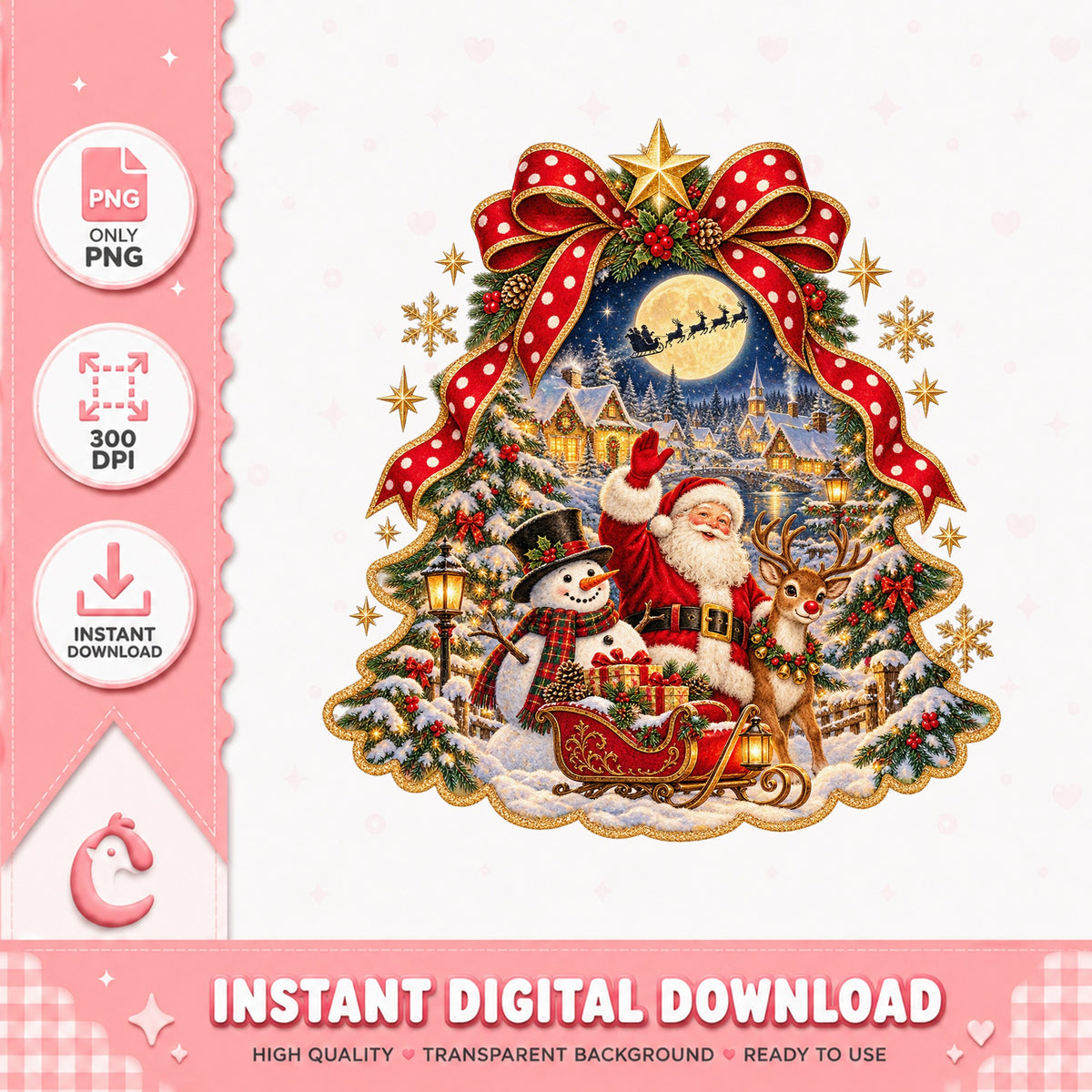 Santa Claus Christmas Tree PNG, Snowman Reindeer Clipart, PNG