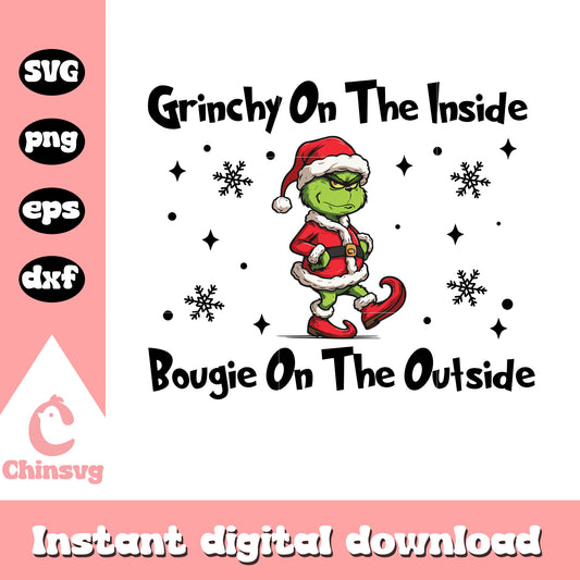 Santa grinchy on the inside christmas design svg, santa the grinch​ svg