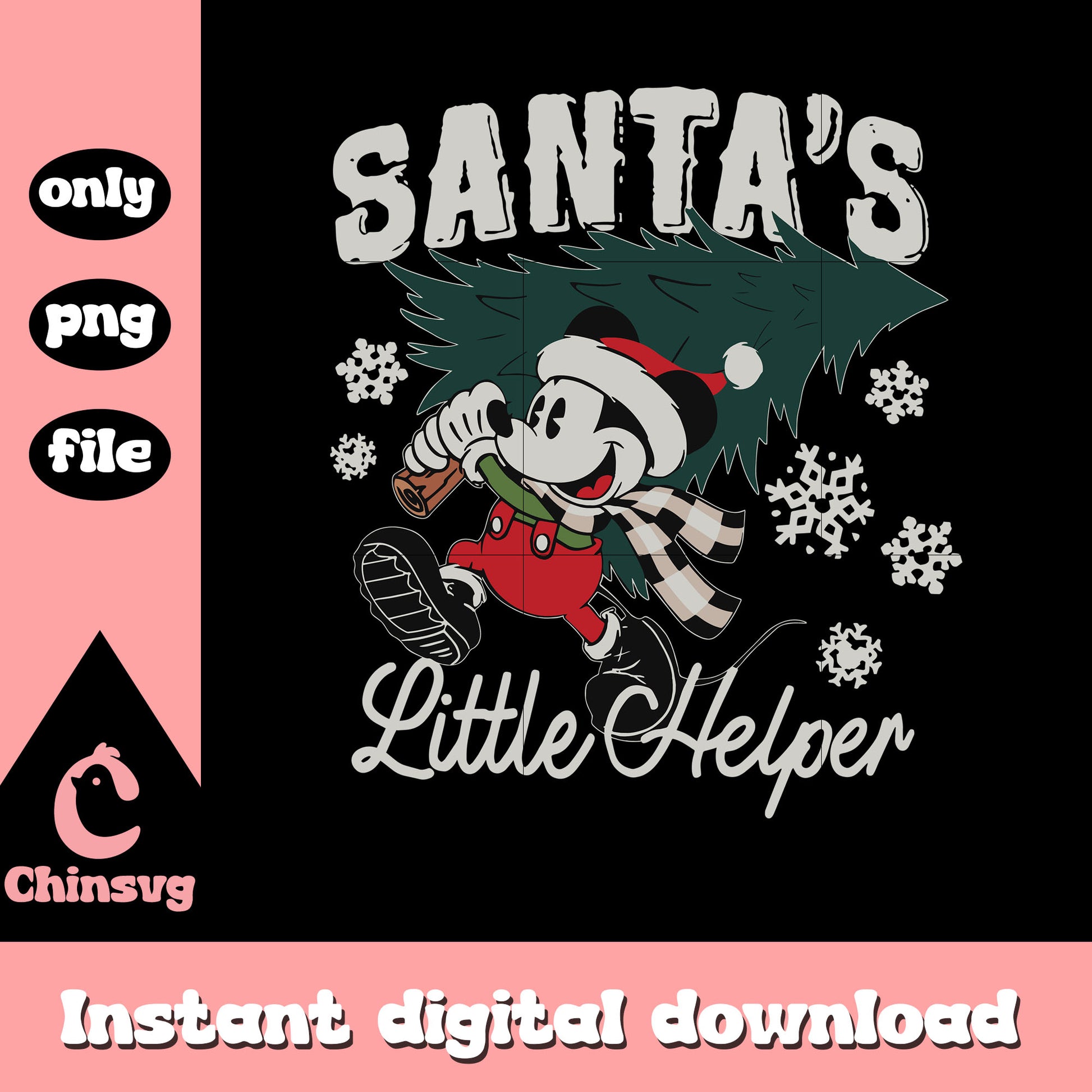 Santa's little helper mickey christmas tree png, mickey png