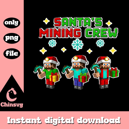 Santa's mining crew png, minecraft christmas skins png