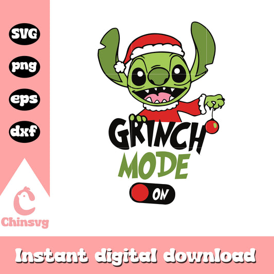 Santa stitch grinch mode on christmas svg, stitch santa hat​ svg