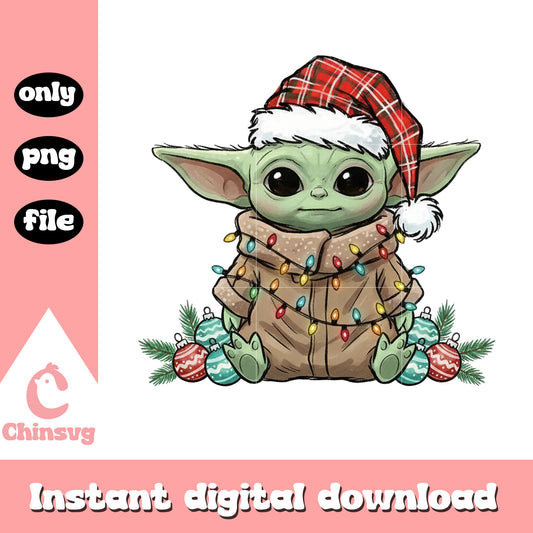 Santa baby yoda christmas balls design png, baby yoda png