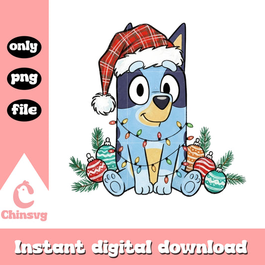 Santa bluey christmas balls design png, bluey cartoon png