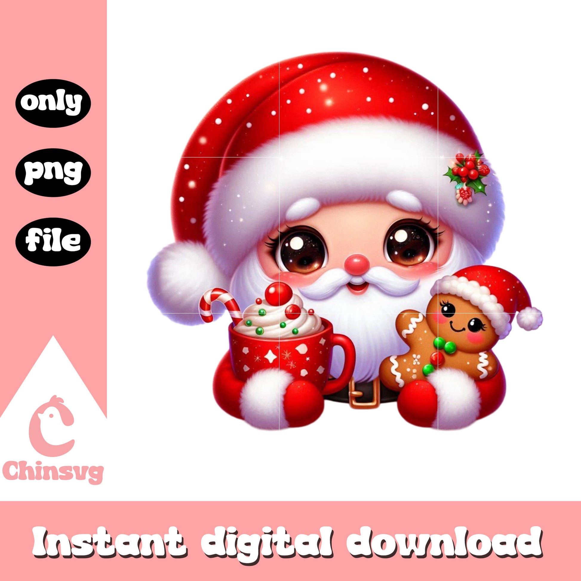 Santa claus and gingerbread png, christmas vacation png