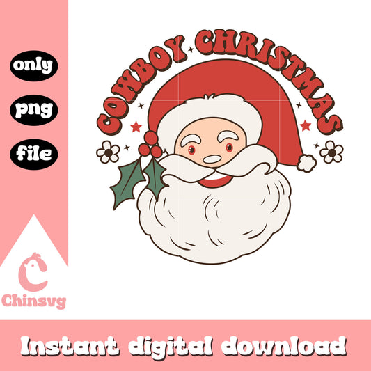 Santa claus face cowboy christmas png, cowboys christmas​ png