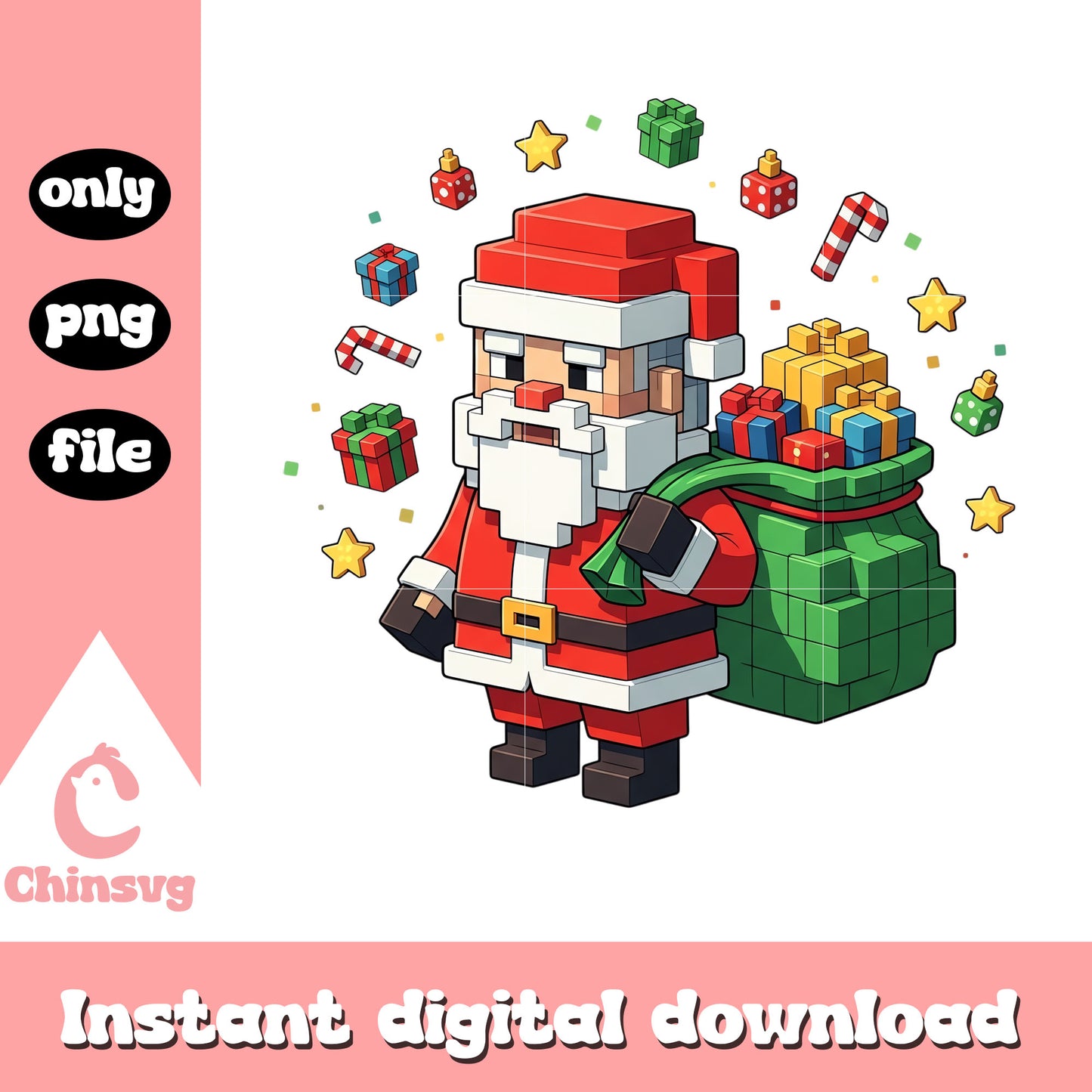 Santa claus minecraft png, characters on minecraft​ png