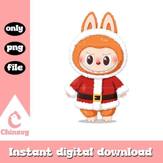 Santa claus outfit labubu doll png, labubu dolls png
