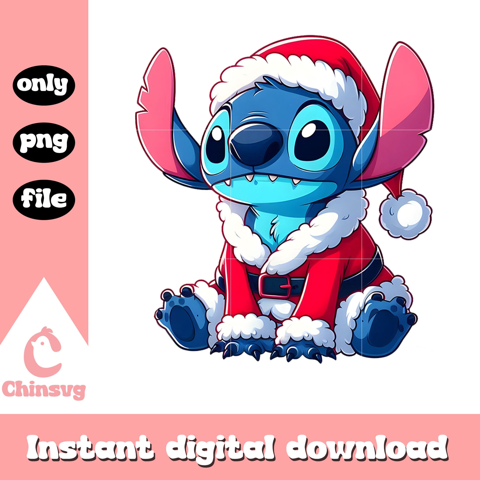 Santa claus stitch on christmas design png, disney stitch png