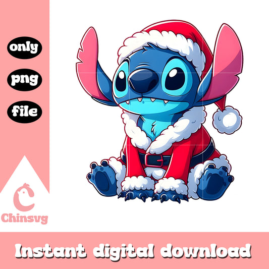 Santa claus stitch on christmas design png, disney stitch png