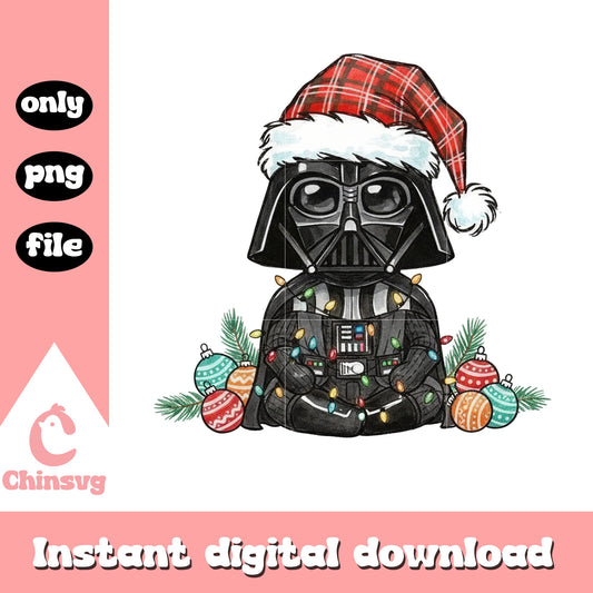 Santa darth vader christmas balls design png, darth vader png