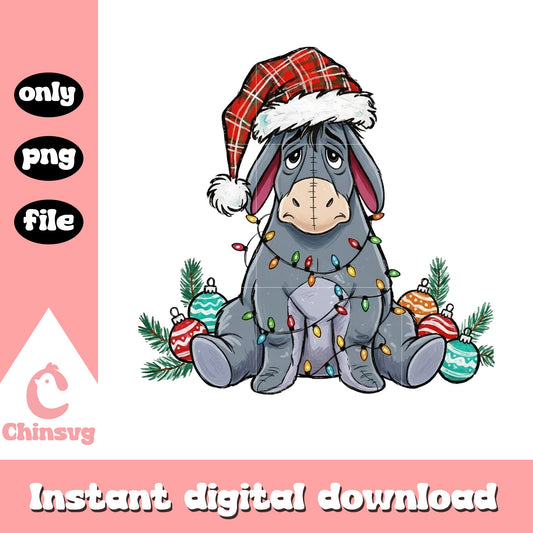 Santa eeyore christmas balls design png, eeyore character png