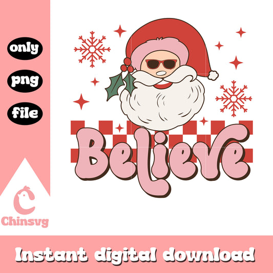 Santa face believe christmas design png, santa claus head cartoon​ png