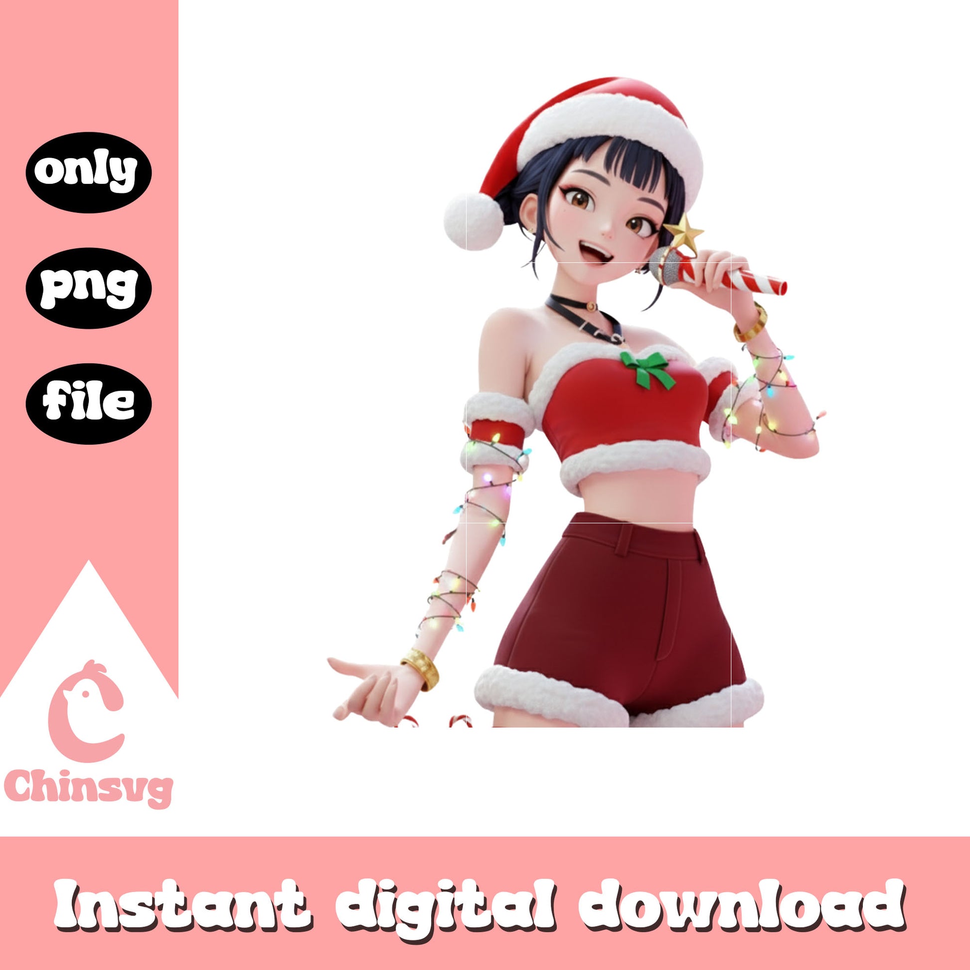 Santa girl zoey kpop chrismas design png, kpop zoey png