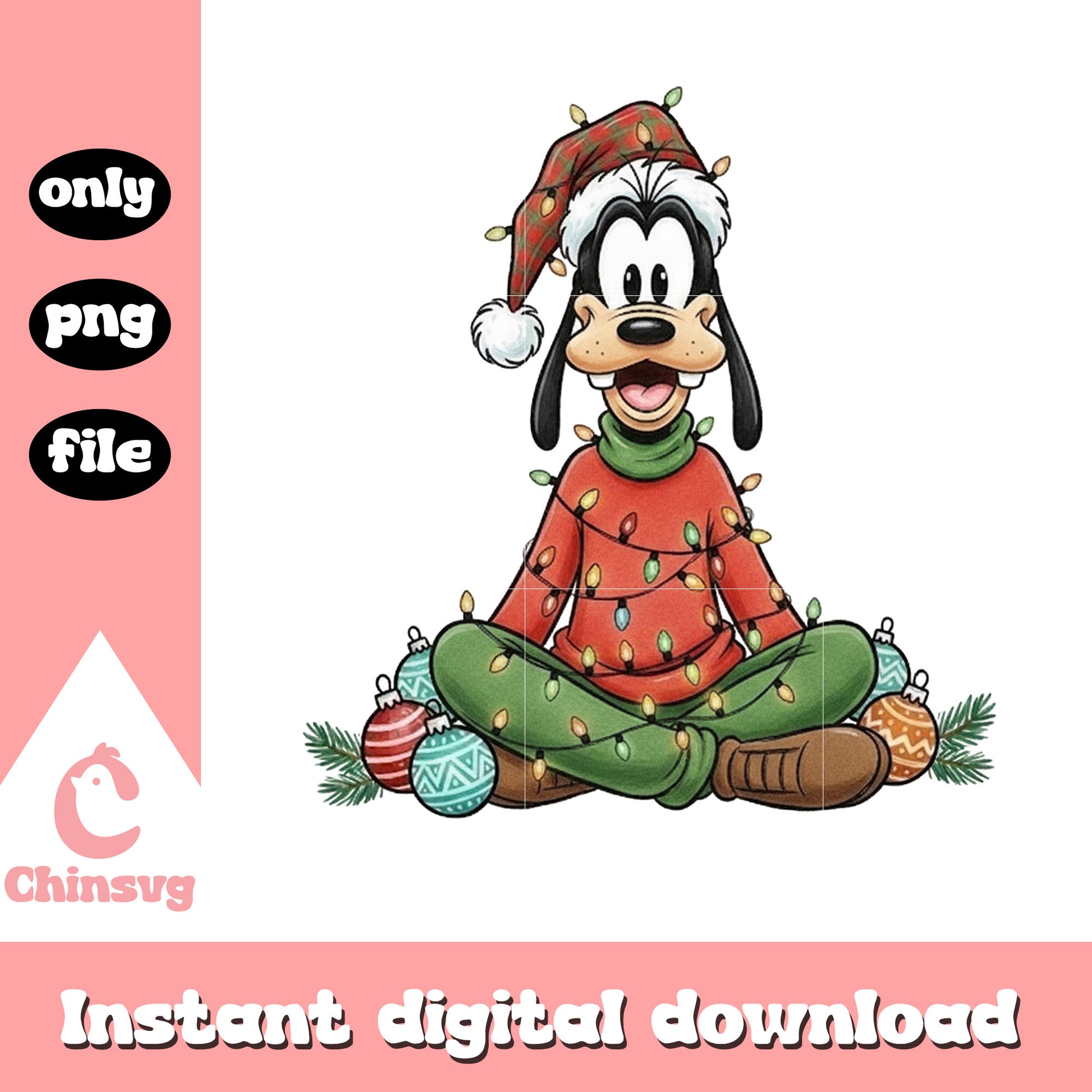 Santa goofy disney christmas balls png, disney goofy png