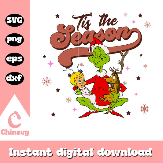 Santa grinch tis the season svg, grinch santa claus svg