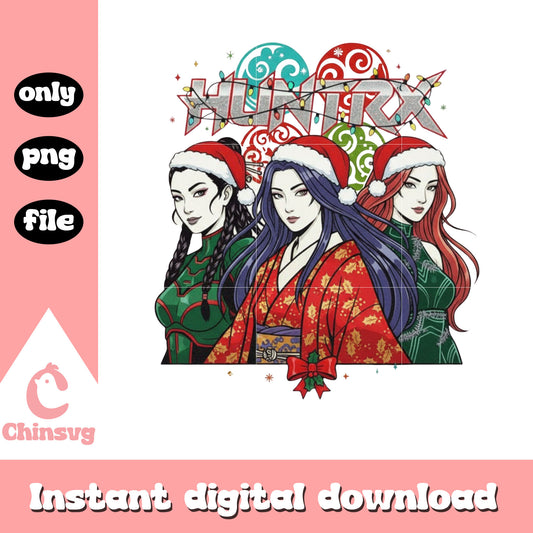 Santa hat huntrix kpop characters png, the huntrix png