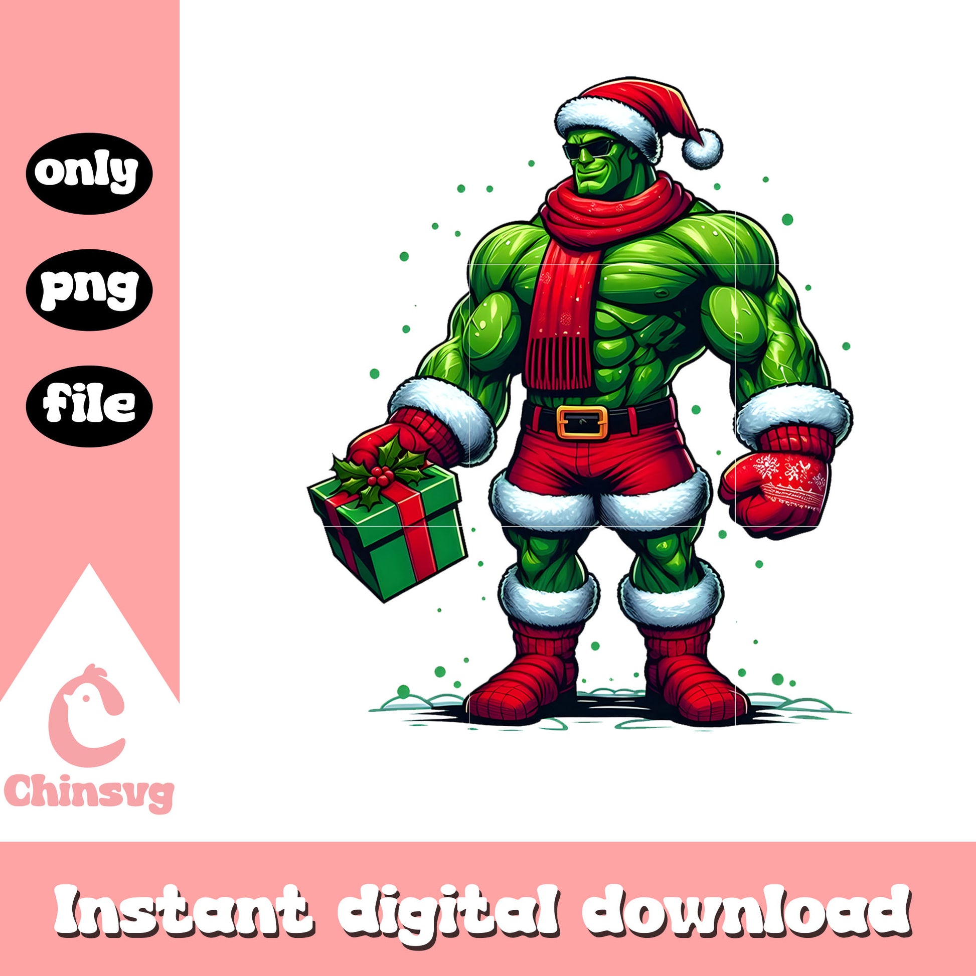 Santa hulk marvel hand christmas gift png, marvel hulk png