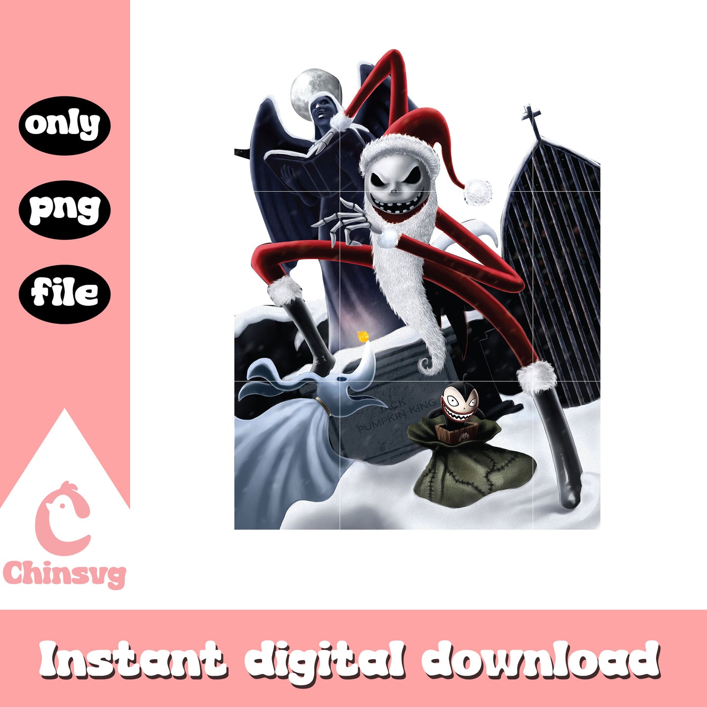 Santa jack skellington design png, merry christmas png