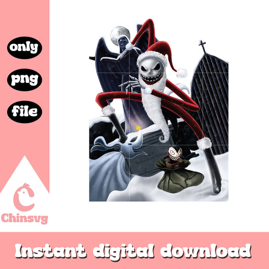 Santa jack skellington design png, merry christmas png