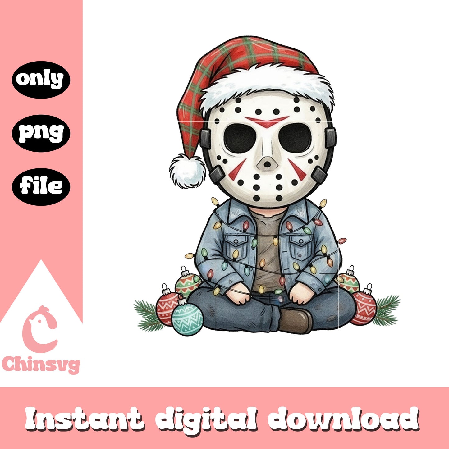 Santa jason voorhees christmas balls png, jason voorhees png