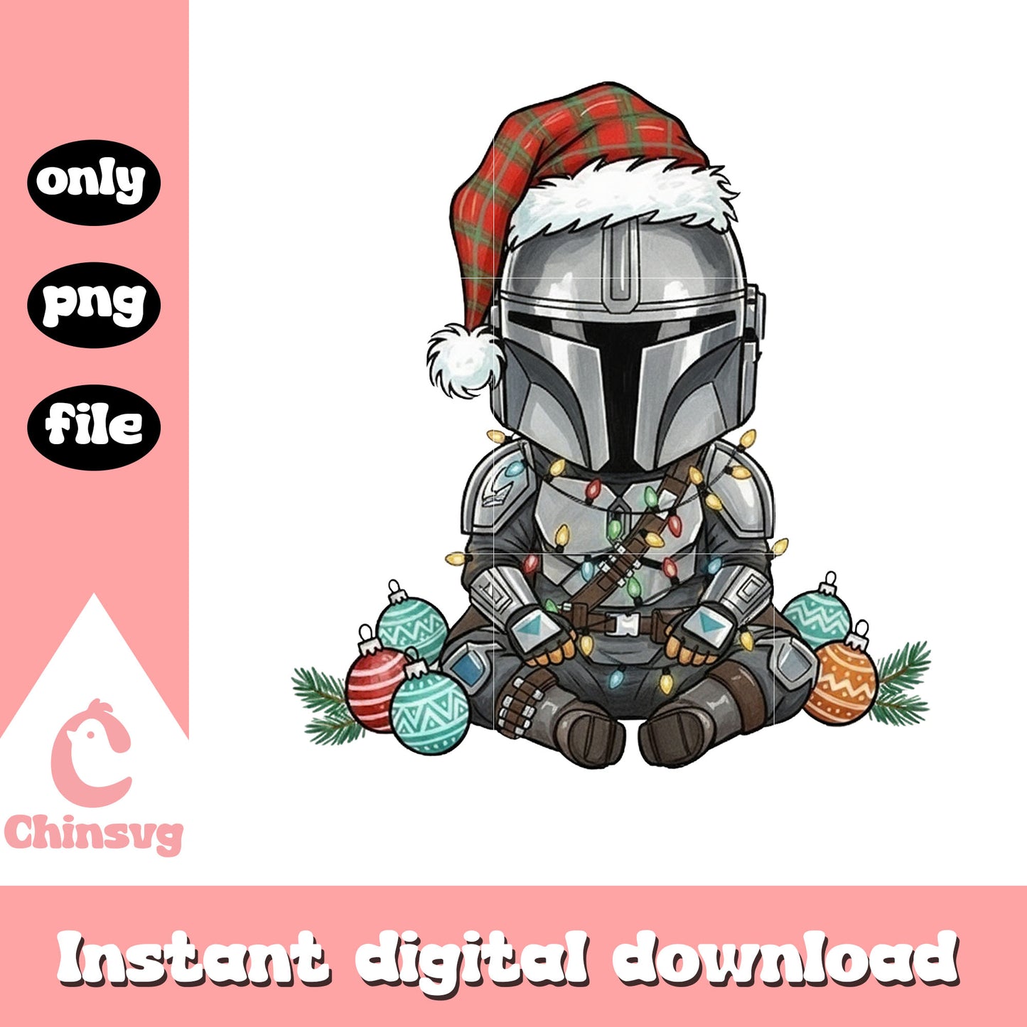Santa mandalorian christmas balls png, the mandalorian png