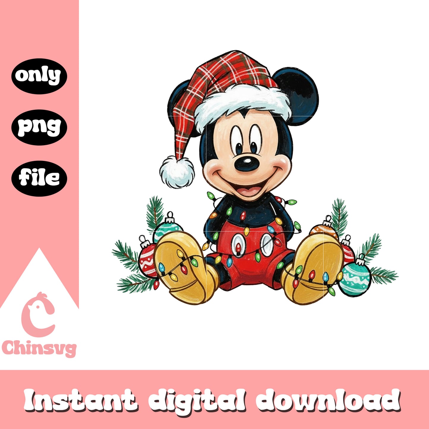 Santa mickey disney christmas balls png, disney mickey png
