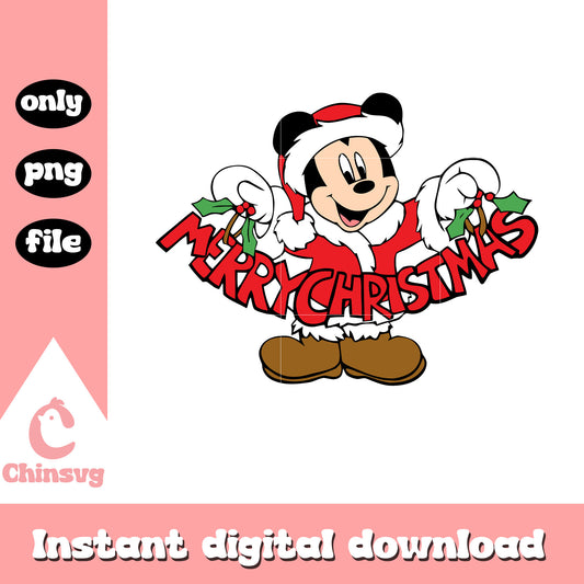 Santa mickey merry christmas design png, mickey mouse santa png