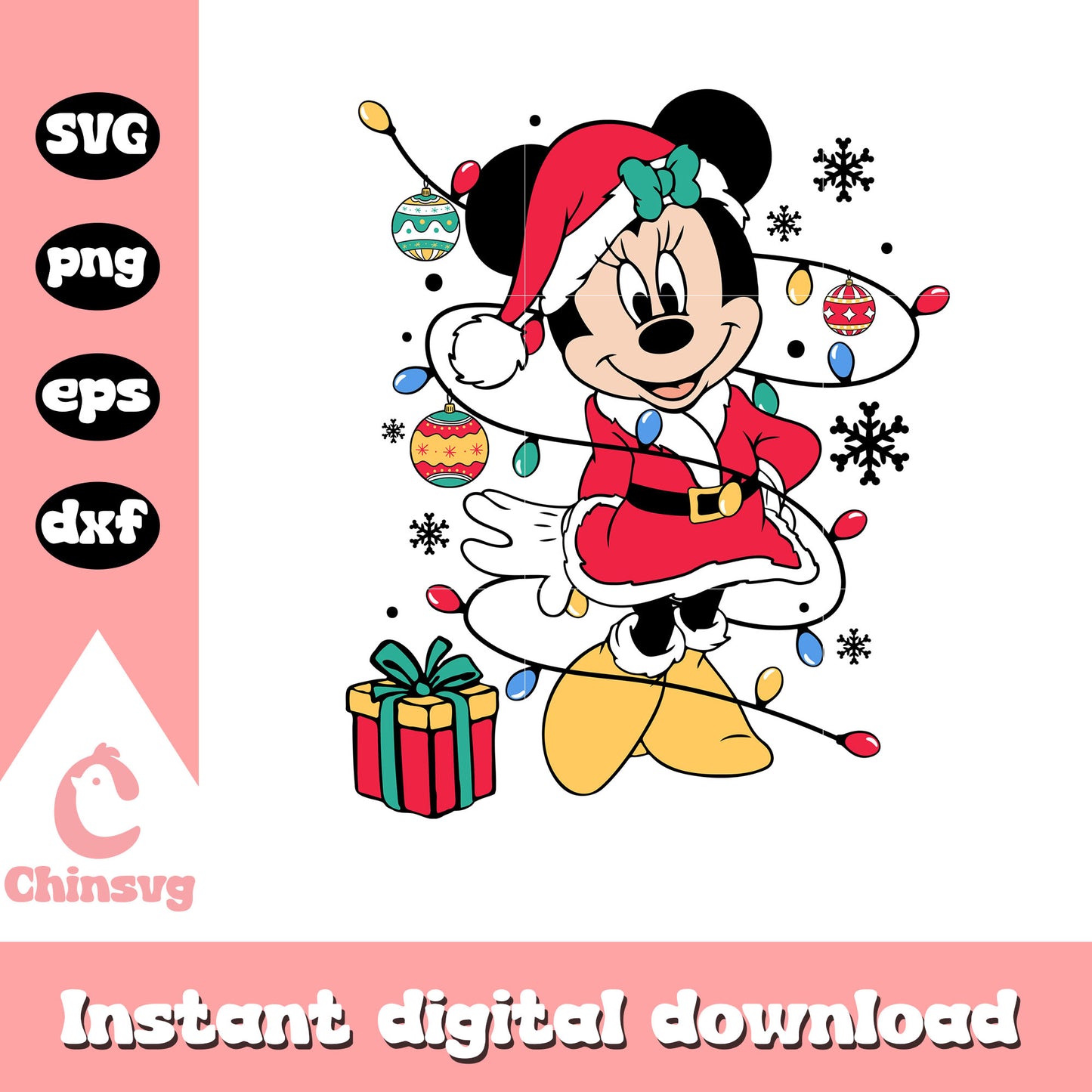 Santa minnie mouse christmas lights svg, disney mickey svg