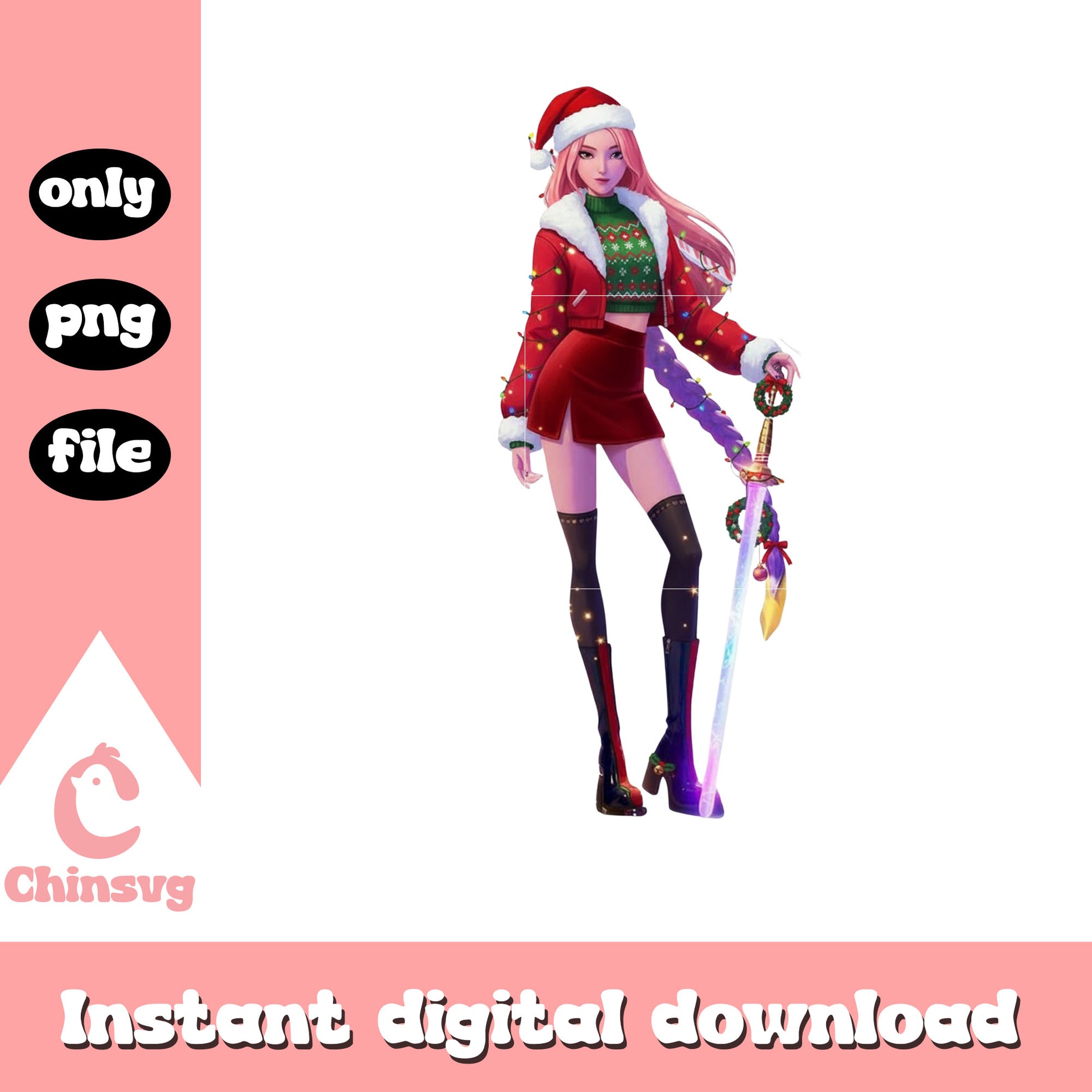 Santa mira character kpop christmas png, mira kpop demon png