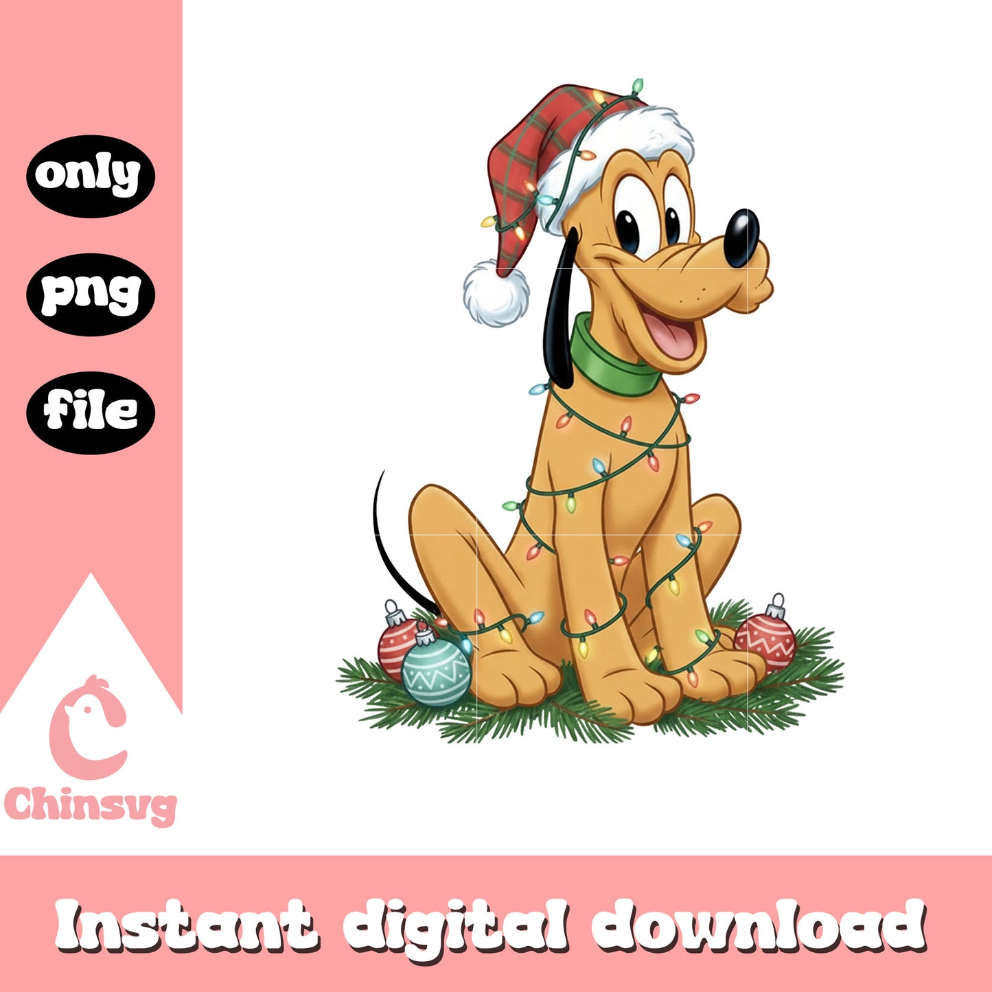Santa pluto disney christmas balls png, disney pluto png